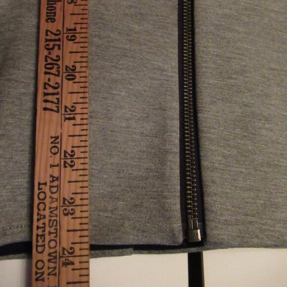 TopShop Peplum V Neck Zip Front Jacket Heather Gray US 10 EUC Long Sleeve Blazer - Picture 13 of 16